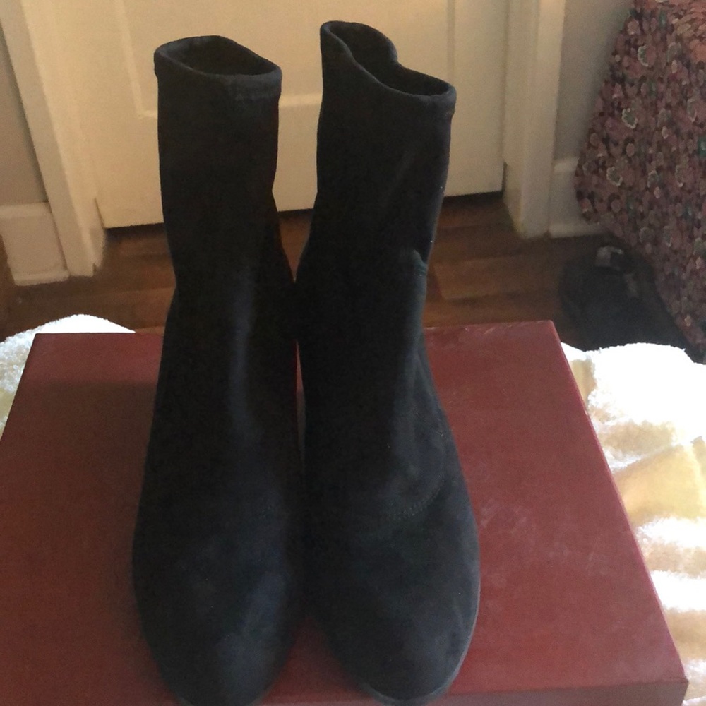 Black Stretch Suede Booties